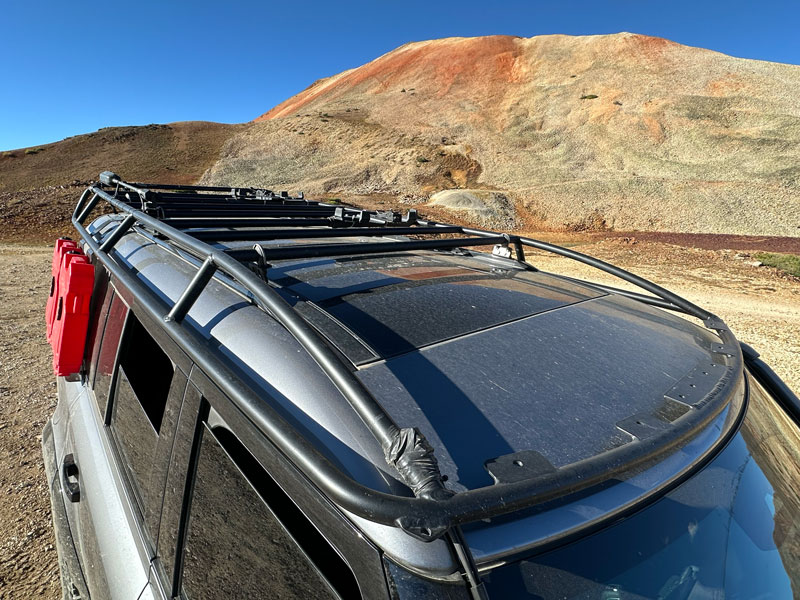 Land Rover Defender with roof rack in Colorado