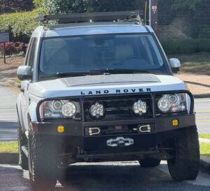 Land Rover LR4 build with off-road tires and steel bumper